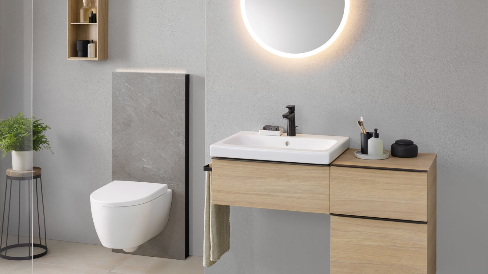 Geberit Monolith Plus met het licht aan (© Geberit) Geberit Monolith Plus met het licht aan (© Geberit)