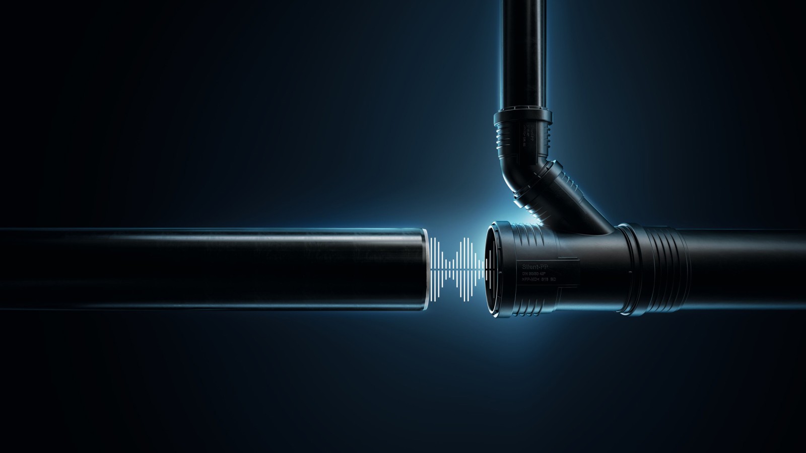 Geluidsgeoptimaliseerde buis en fitting van Geberit Silent-PP Geluidsgeoptimaliseerde buis en fitting van Geberit Silent-PP