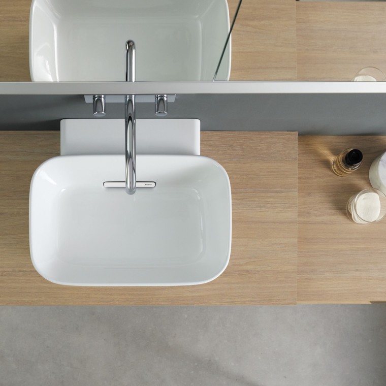 Geberit ONE opzetwastafel met afgerond design Geberit ONE opzetwastafel met afgerond design