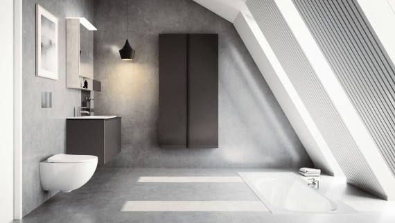 Geberit Acanto-badkamer in een kamer met schuin plafond