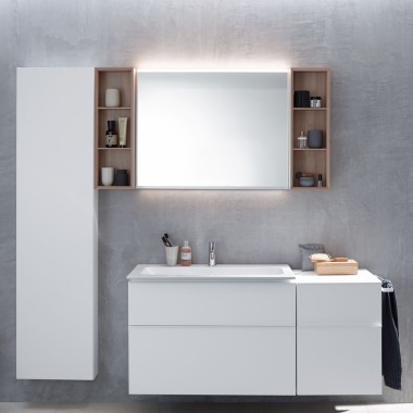 Geberit iCon wastafelonderkast met hoge kast en zijkast Geberit iCon wastafelonderkast met hoge kast en zijkast