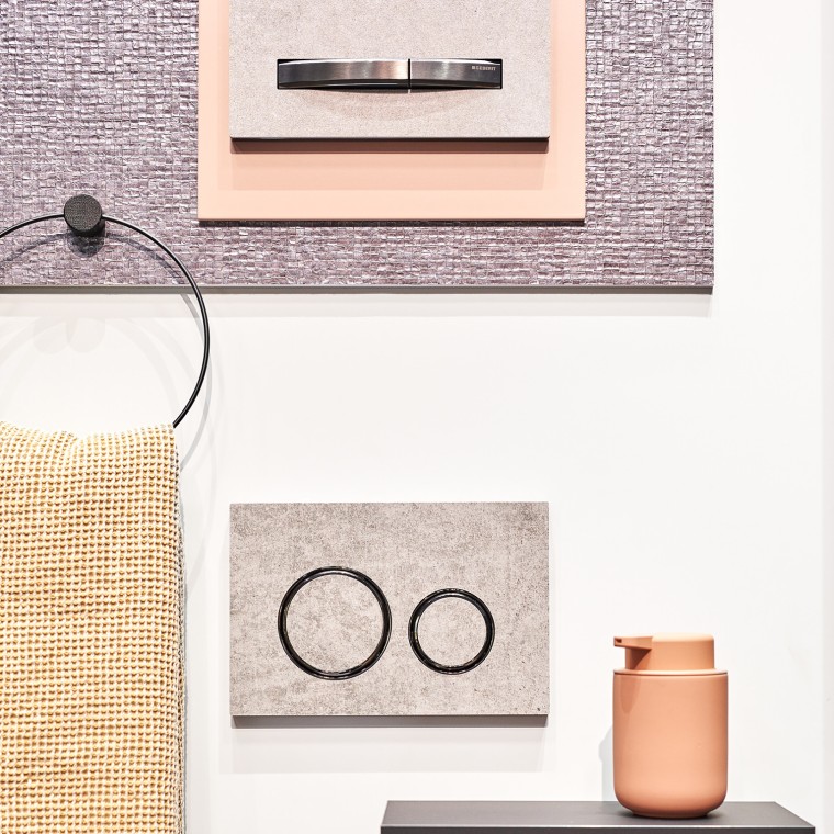 Een mix van materialen in de badkamer zorgt voor meer sfeer Een mix van materialen in de badkamer zorgt voor meer sfeer