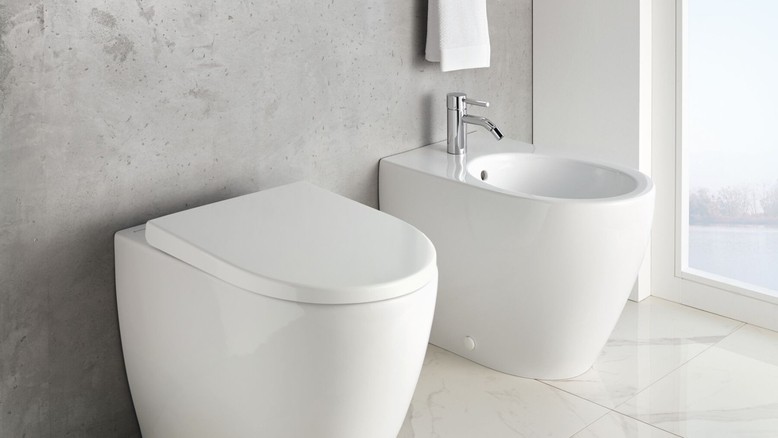 Geberit iCon vloerstaande wc en vloerstaande bidet