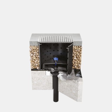 Installatie van Geberit Pluvia op een beloopbaar betondak met bitumen dakafdichting