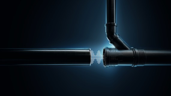 Geluidsgeoptimaliseerde buis en fitting van Geberit Silent-PP Geluidsgeoptimaliseerde buis en fitting van Geberit Silent-PP