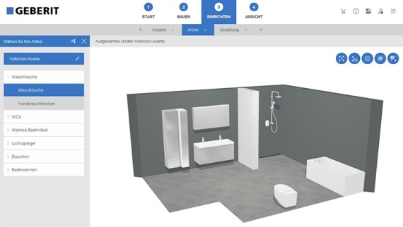 Beeld van de 3D Badkamerplanner Beeld van de 3D Badkamerplanner