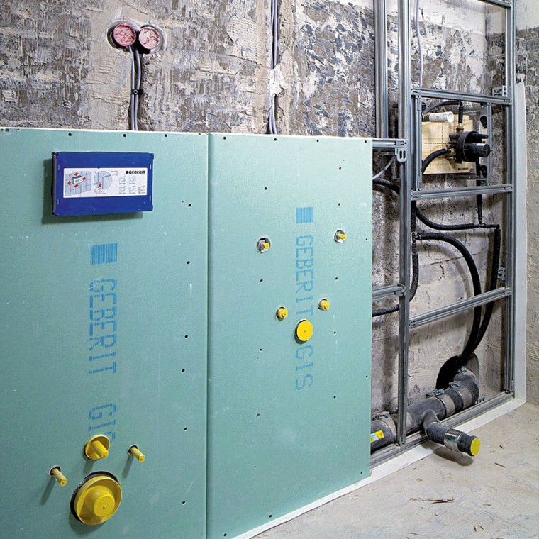 Geberit GIS systeemwand afdekken Geberit GIS systeemwand afdekken