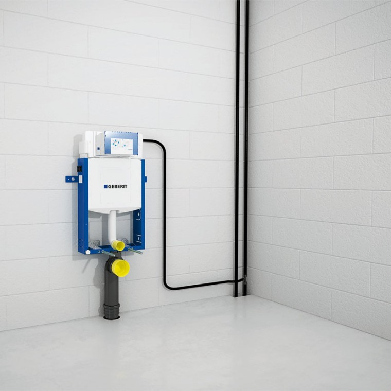 Verbinding van het Geberit Kombifix Element met aan- en afvoeren