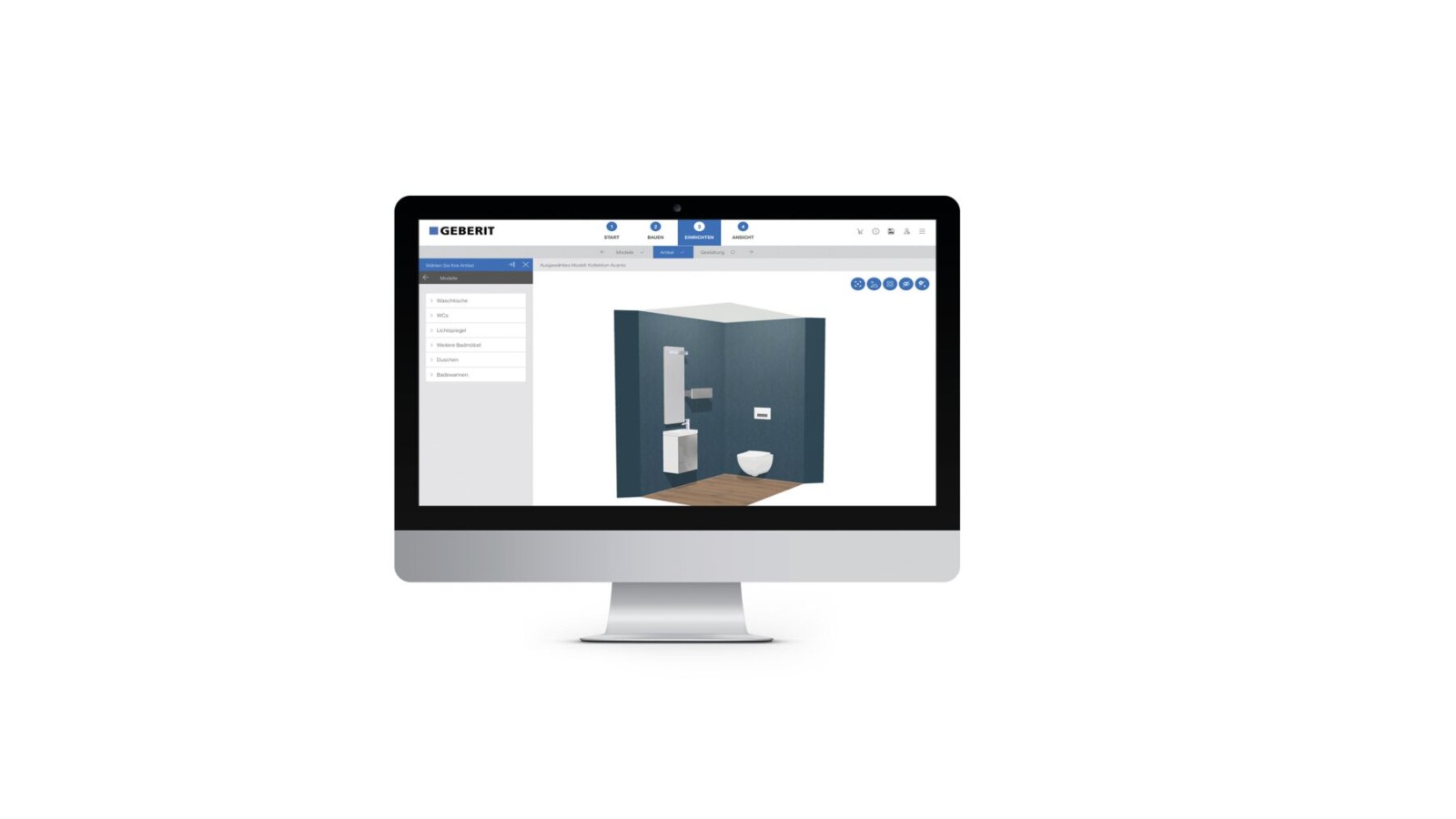 Screenshot van de Geberit-3D-badkamerplanner