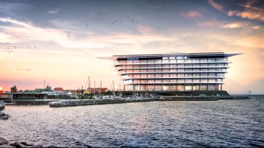 Een eiland van zwevende lichtheid: het nieuwe hoofdkantoor van het farmaceutische bedrijf Ferring Pharmaceuticals in Kastrup, Denemarken (©Foster&Partners)