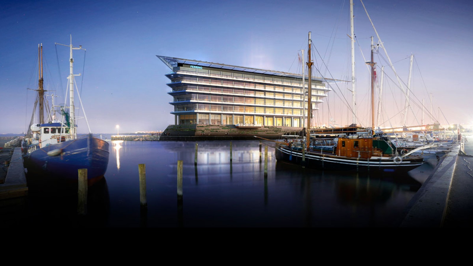 Met het mooiste uitzicht op de zeestraat Öresund tussen Kopenhagen en Malmö: het nieuwe hoofdkantoor van Ferring Pharmaceuticals (©Foster&Partners) Met het mooiste uitzicht op de zeestraat Öresund tussen Kopenhagen en Malmö: het nieuwe hoofdkantoor van Ferring Pharmaceuticals (©Foster&Partners)