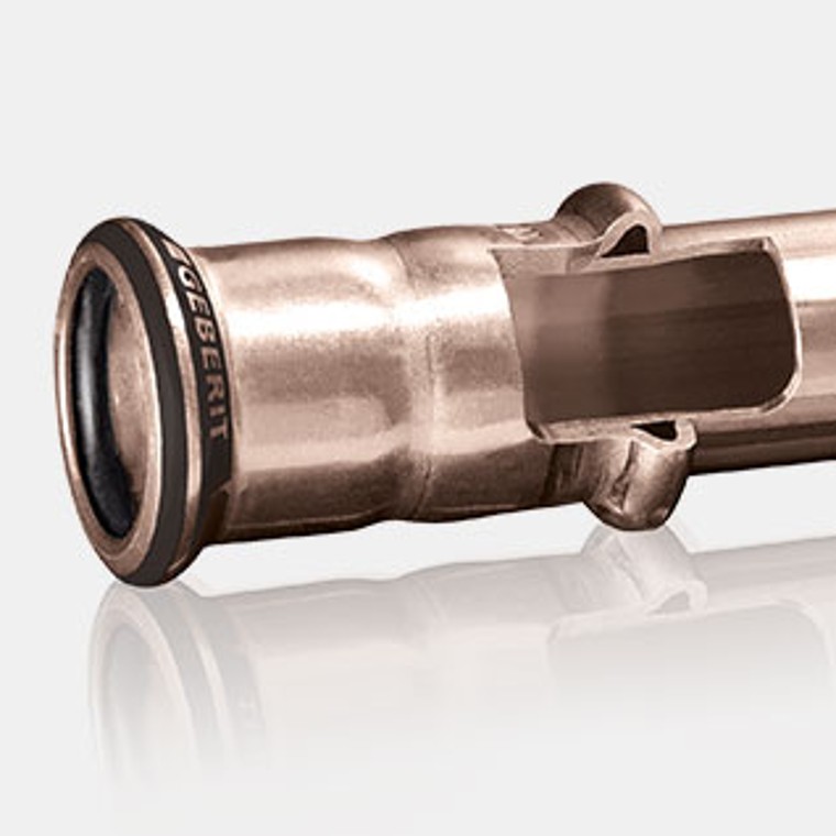 Doorsnede Geberit Mapress CuNiFe systeembuis en mof Doorsnede Geberit Mapress CuNiFe systeembuis en mof