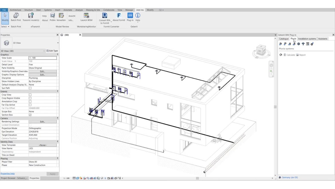 Pluvia in Geberit BIM Plug-in