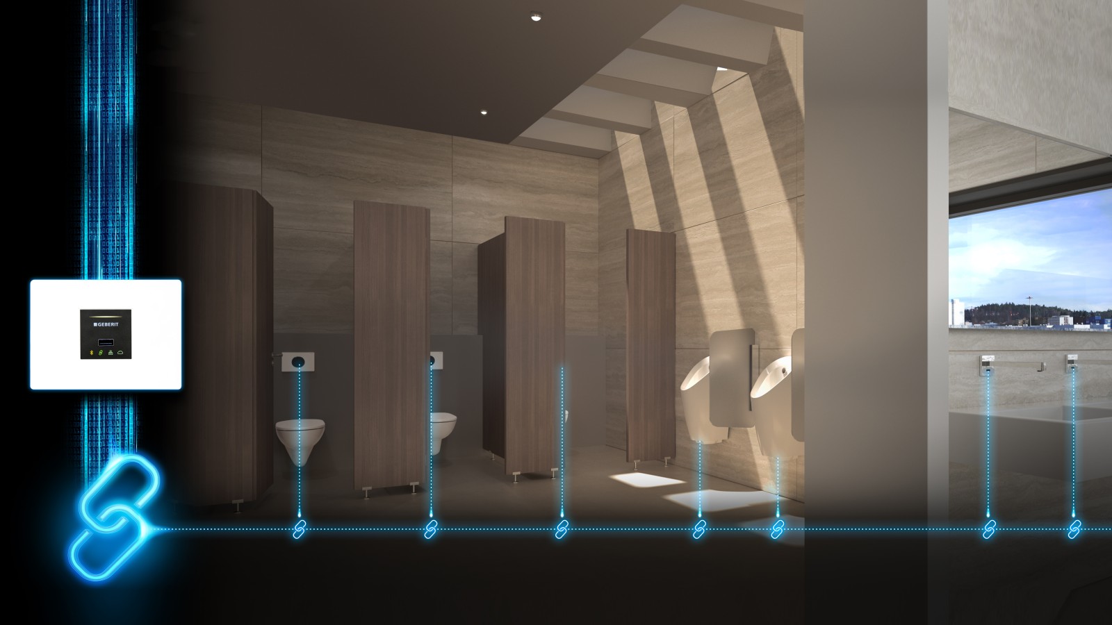 Netwerken van een sanitaire ruimte in een niet-residentieel gebouw