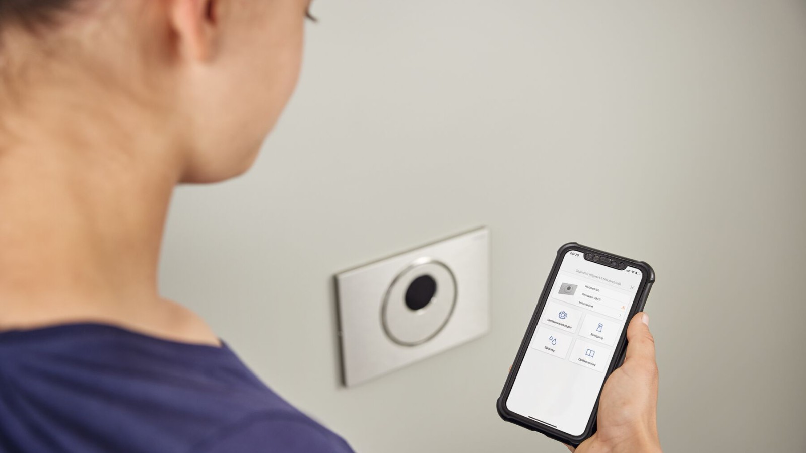 Het instellen van de bediening van het toilet via de Geberit Control app