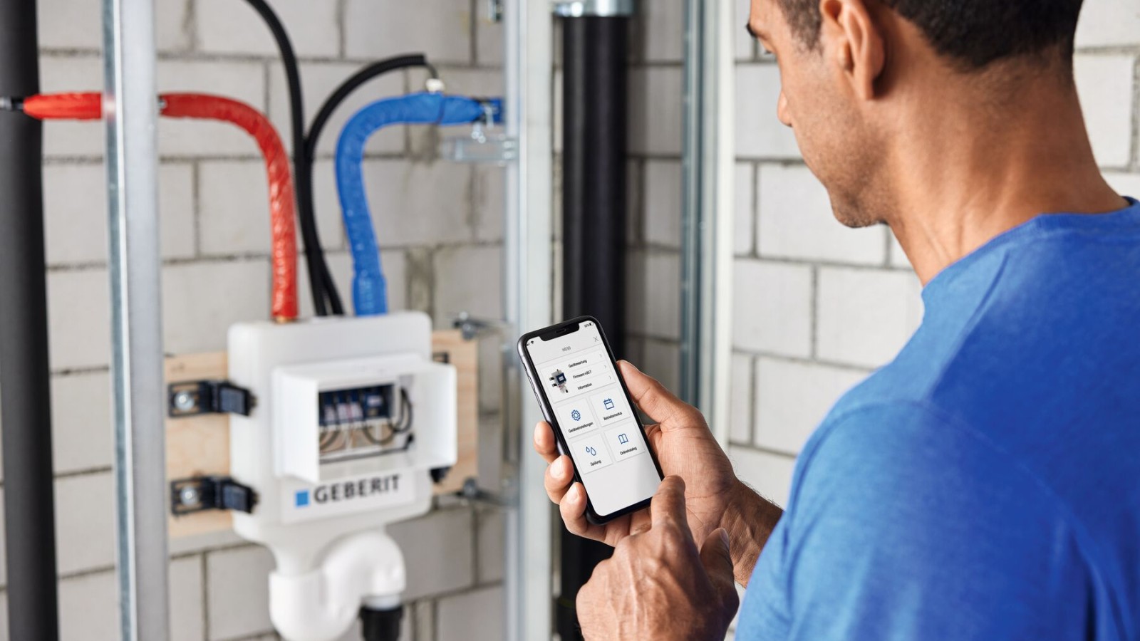 Bediening van de Geberit HS50 hygiënespoeling via de Geberit Control App.