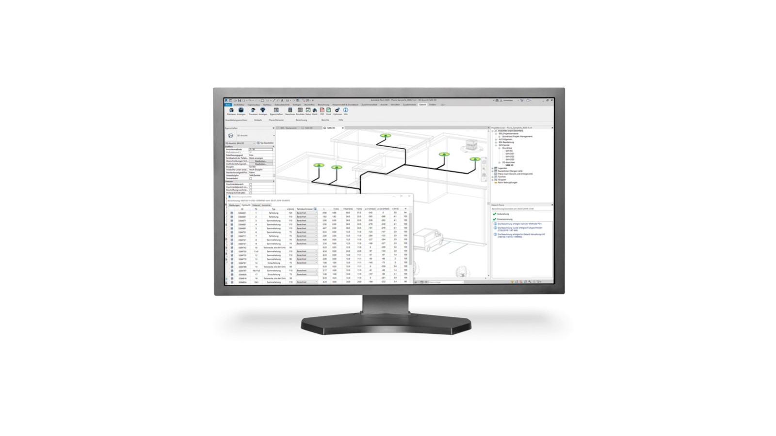 Screenshot van een Pluvia-calculatie-aanvraag