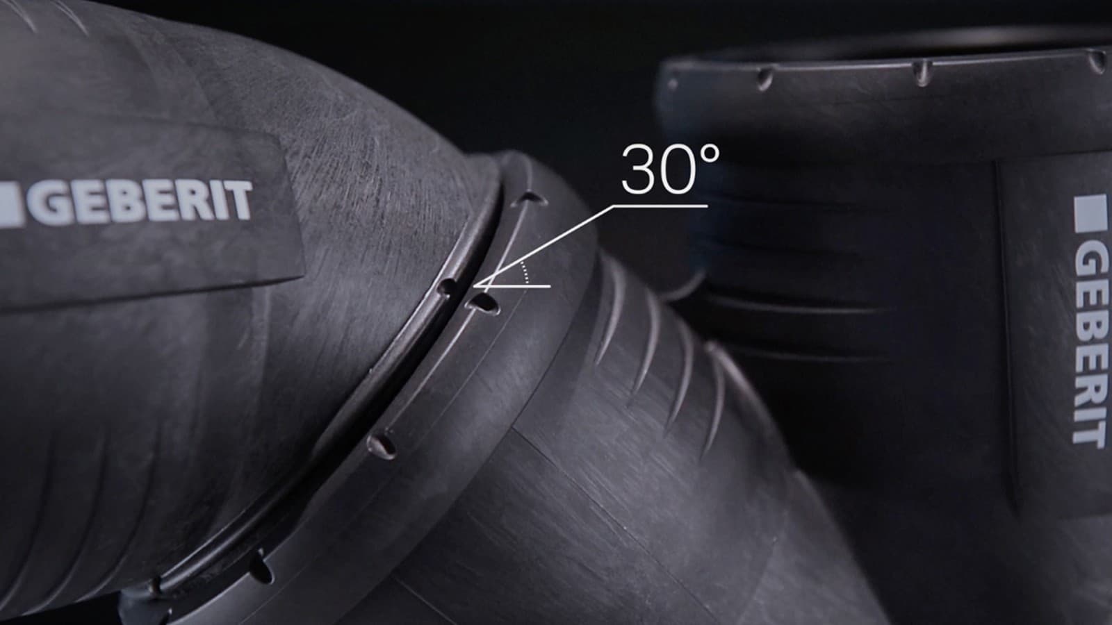 30°-markeringen op de Geberit Silent-Pro vormdelen 30°-markeringen op de Geberit Silent-Pro vormdelen