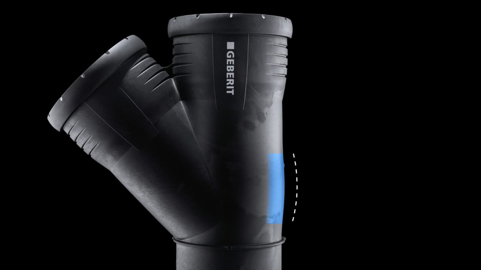 Geberit Silent-Pro afvoersysteem: dikkere wanddikte bij de impactzones Geberit Silent-Pro afvoersysteem: dikkere wanddikte bij de impactzones