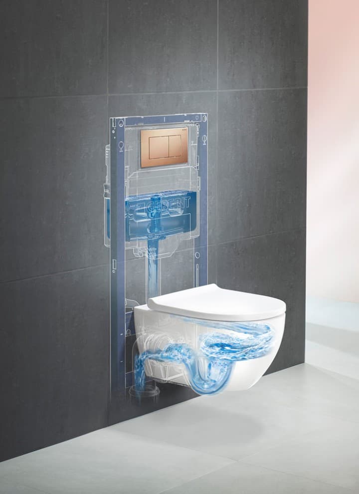 Geberit wc-systeem met Acanto wandcloset, TurboFlush en bedieningsplaat Geberit Sigma40 Geberit wc-systeem met Acanto wandcloset, TurboFlush en bedieningsplaat Geberit Sigma40