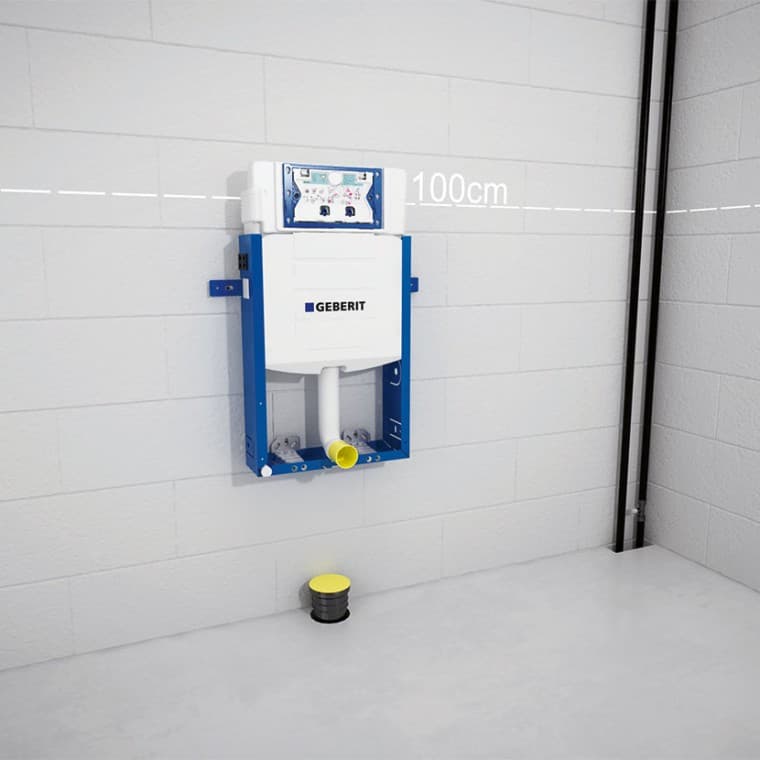 Fixeren van het Geberit Kombifix inbouwreservoir Fixeren van het Geberit Kombifix inbouwreservoir