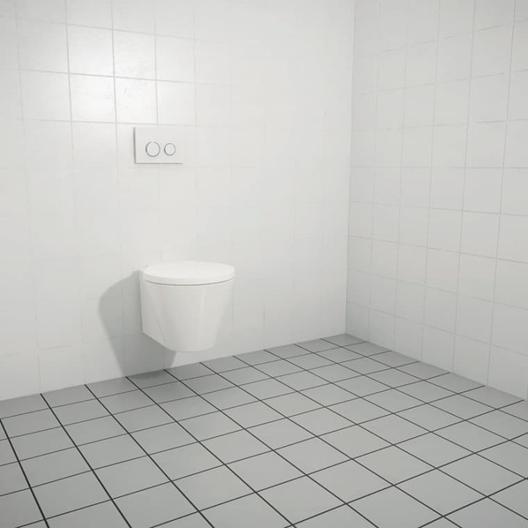 Sanitaire apparaten worden aan de betegelde wand aangebracht. Sanitaire apparaten worden aan de betegelde wand aangebracht.