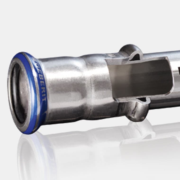 Doorsnede Geberit Mapress rvs systeembuis en mof Doorsnede Geberit Mapress rvs systeembuis en mof